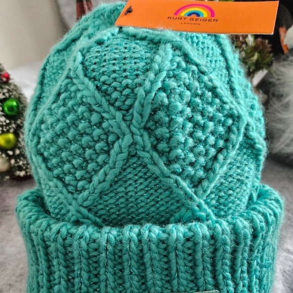 Kurt Geiger London Metallic Knit Beanie Hat - Picture 1 of 3